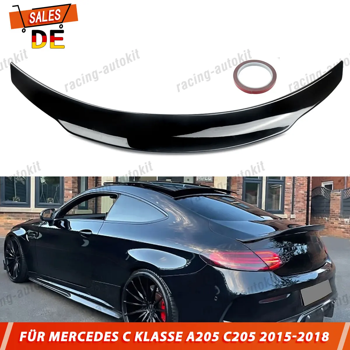 

PSM Style Glossy Black Rear Tail Wing Fit For 2015-2022 Mercedes Bnez C205 Coupe C200 C300 C43 C63 Rear Trunk Spoiler Lip