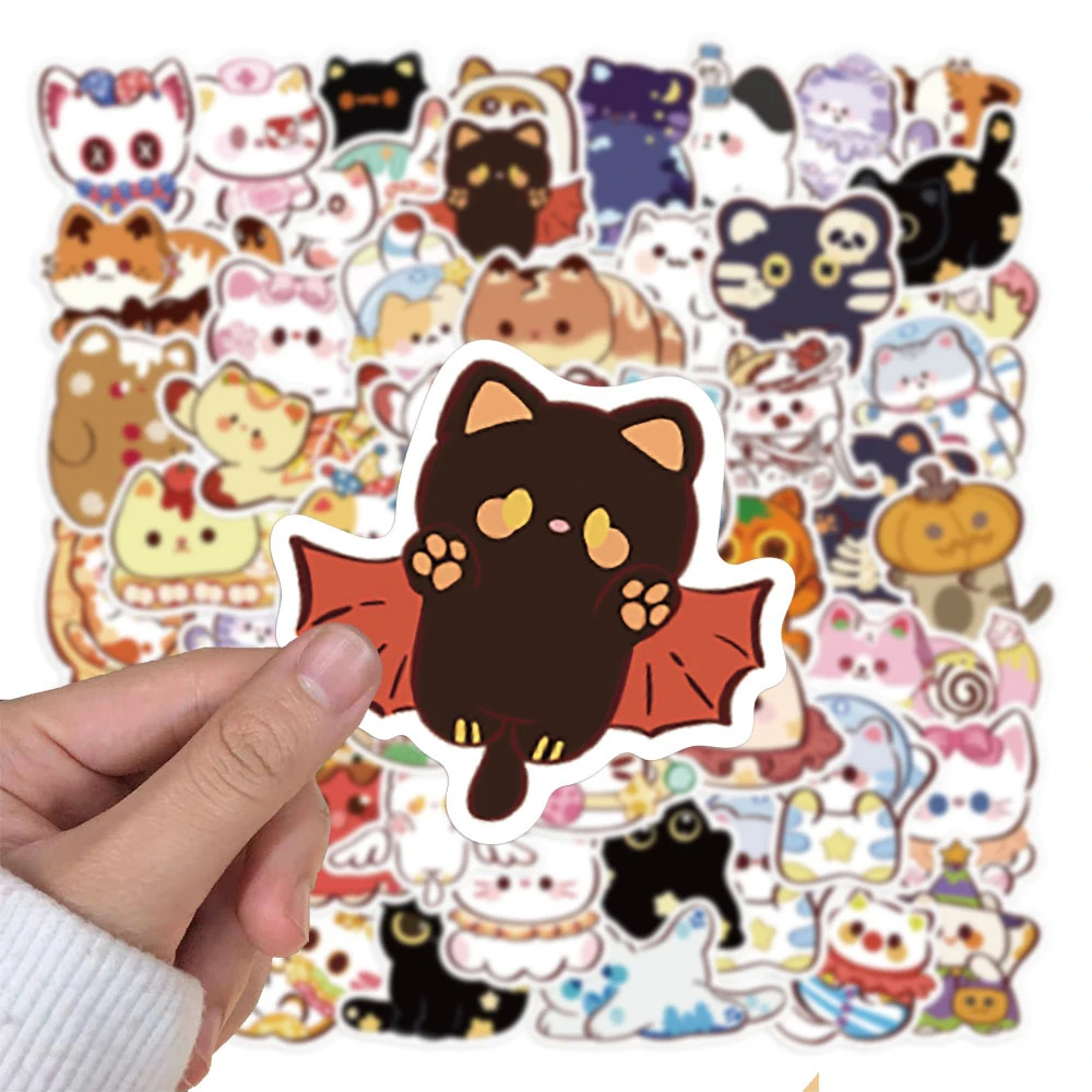10/30/50pcs Kawaii Cartoon Cat Creative Stickers Waterproof DIY Motorcycle Suitcase Notebook Bike Cute Graffiti Sticker for Gift