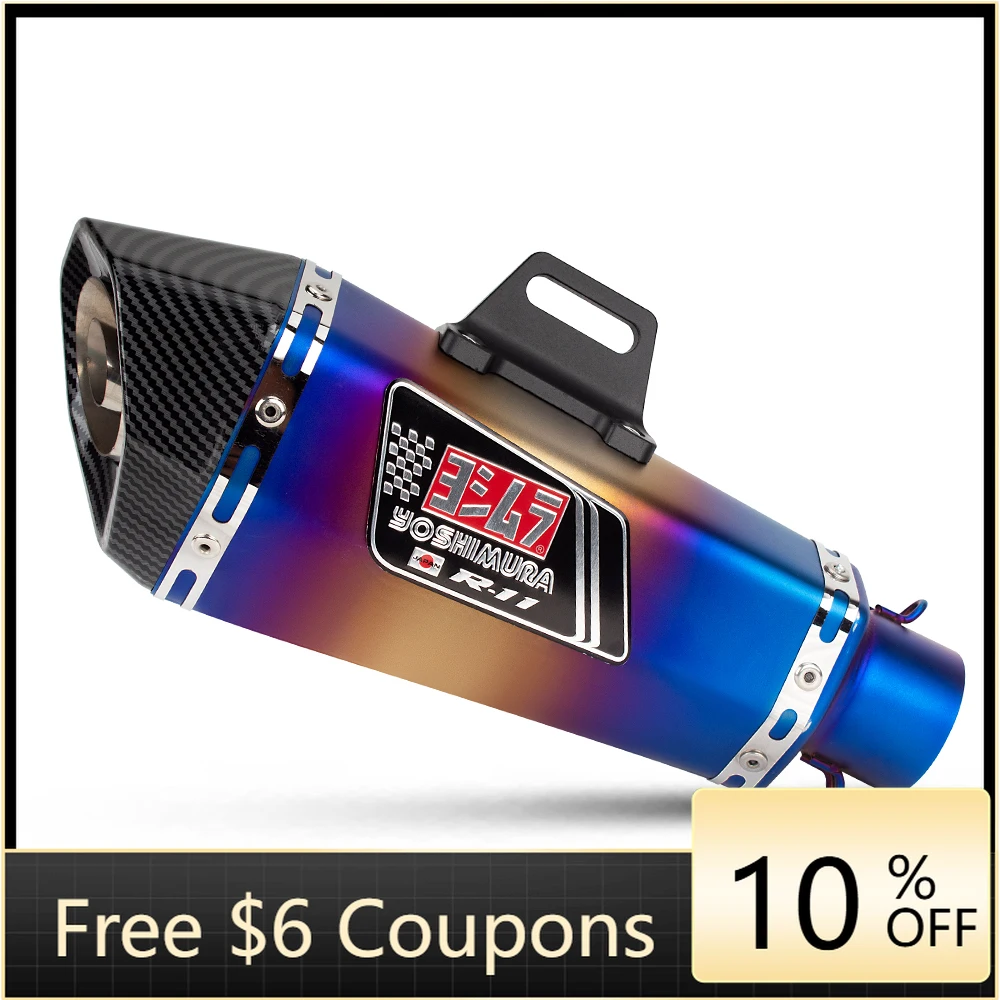 

STLF 51mm Universal Motorcycle Modified Exhaust Tail Pipe Blue Muffler with Db Killer for Pcx125 C650gt Tmx560 Cbr500f Cb750 F75