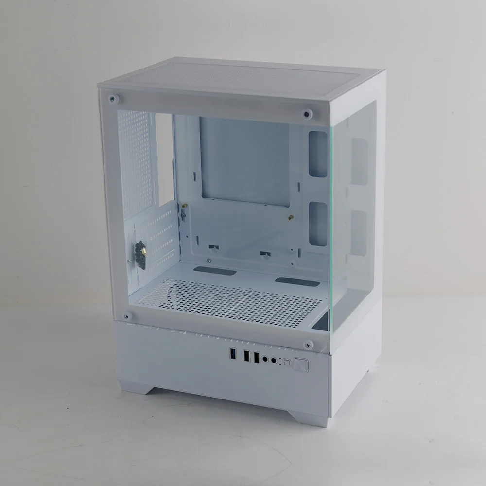 MANMU Casing Komputer Gaming & Menara Casing Pc Gaming Micro Atx Itx Casing Pc Kabinet Komputer-Putih/Hitam