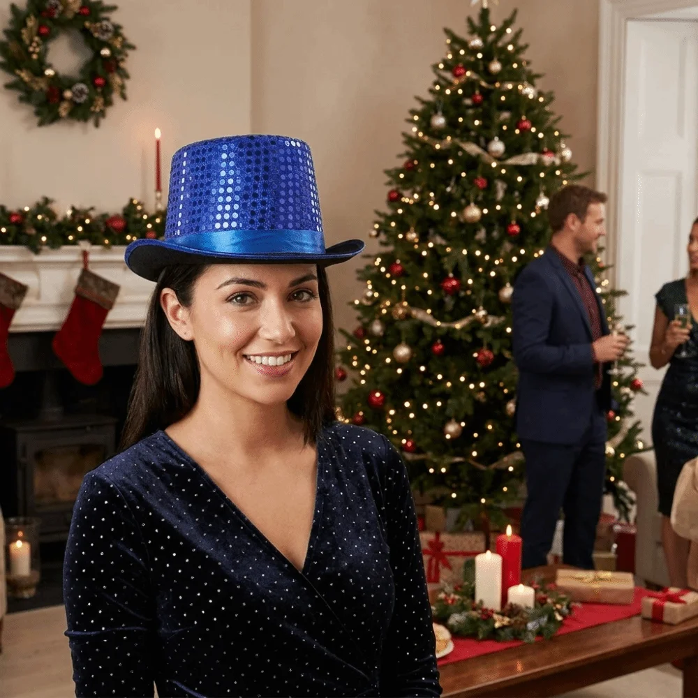 Sequined Glitter Top Hat British Style Durable Lightweight Glittering Magician Hat Polyester Multicolor Bowler Jazz Hat Party