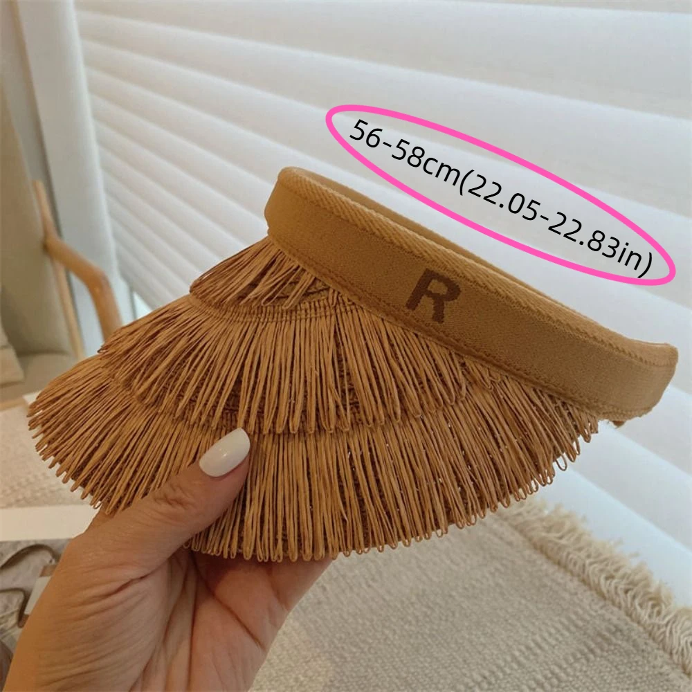 العصرية مصمم شرابة قبعات من القش الصيف الأشعة فوق البنفسجية حماية فارغة قبعة الشمس الشاطئ فارغة قبعة ظلة للنساء