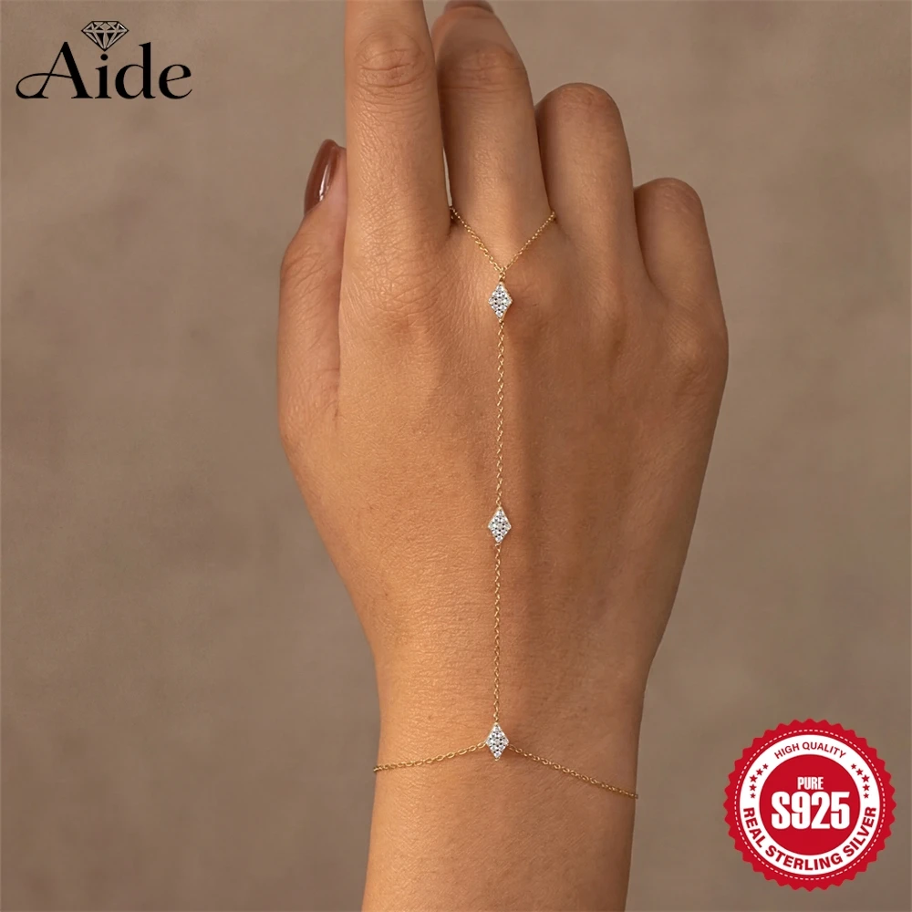 

Браслет-цепочка AIDE из стерлингового серебра 925 пробы с ромбовидными камнями и дизайном в виде пальца, классический регулируемый, для женщин, подарки для вечеринок, ювелирные изделия