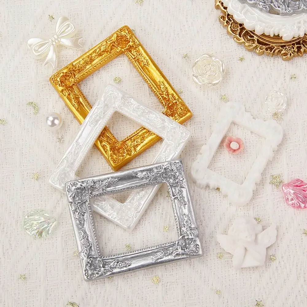 Durable DIY Resin Photo Frame Rustic 3D Mini Mirror Props Miniature Mirror Small Model Phone Shell Material