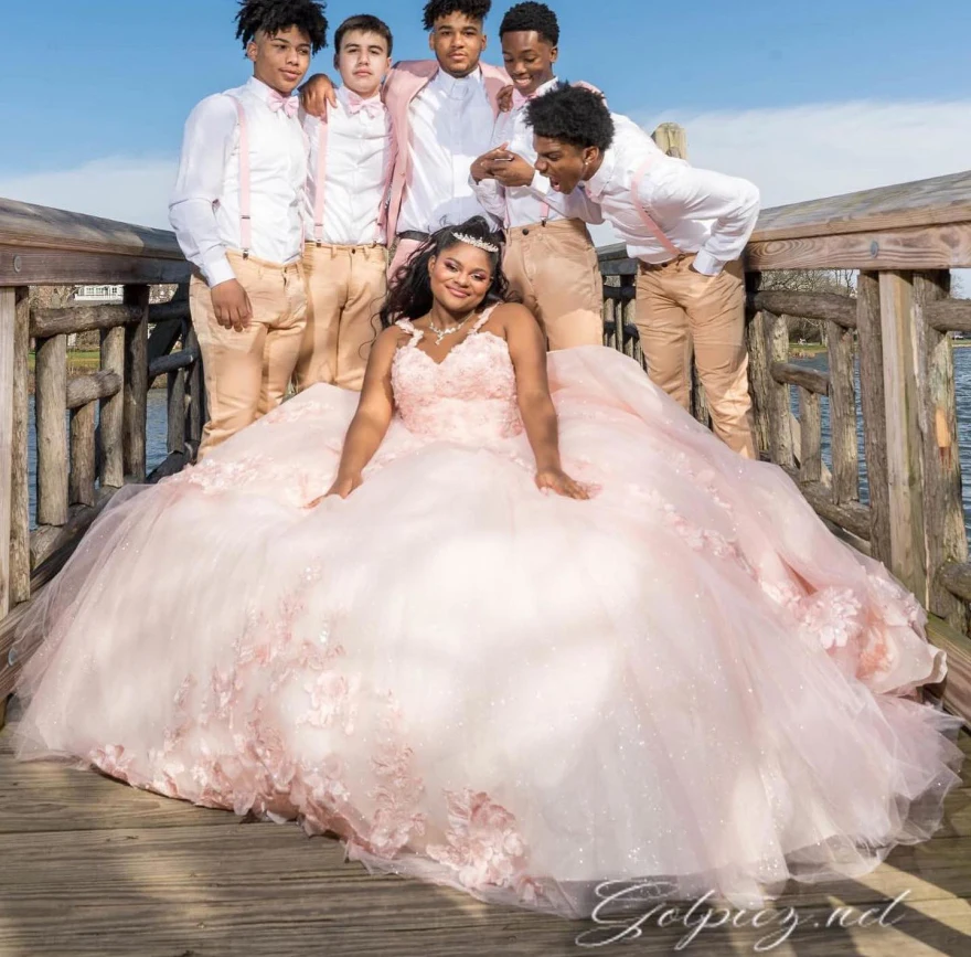 Vestidos De quinceañera rosas personalizados, Vestido De baile espagueti con apliques De flores 3D, Vestido dulce 16, Vestido De 15 Años YQD74 2024