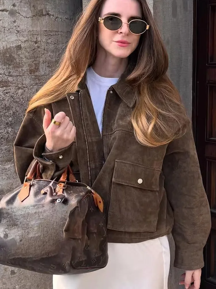 

HH Women Autumn Casual Chic Solid Jackets Long Sleeve Turn-Down Collar Pockets Buttons Zipper Women's Fashion Coats Trendy