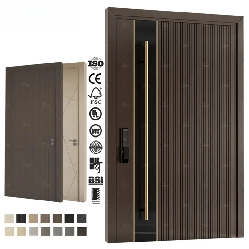 

Межкомнатные двери из массива черного ореха с современным пазовым дизайном, стандарт США, 30 x 80, с поворотным механизмом, для входных групп