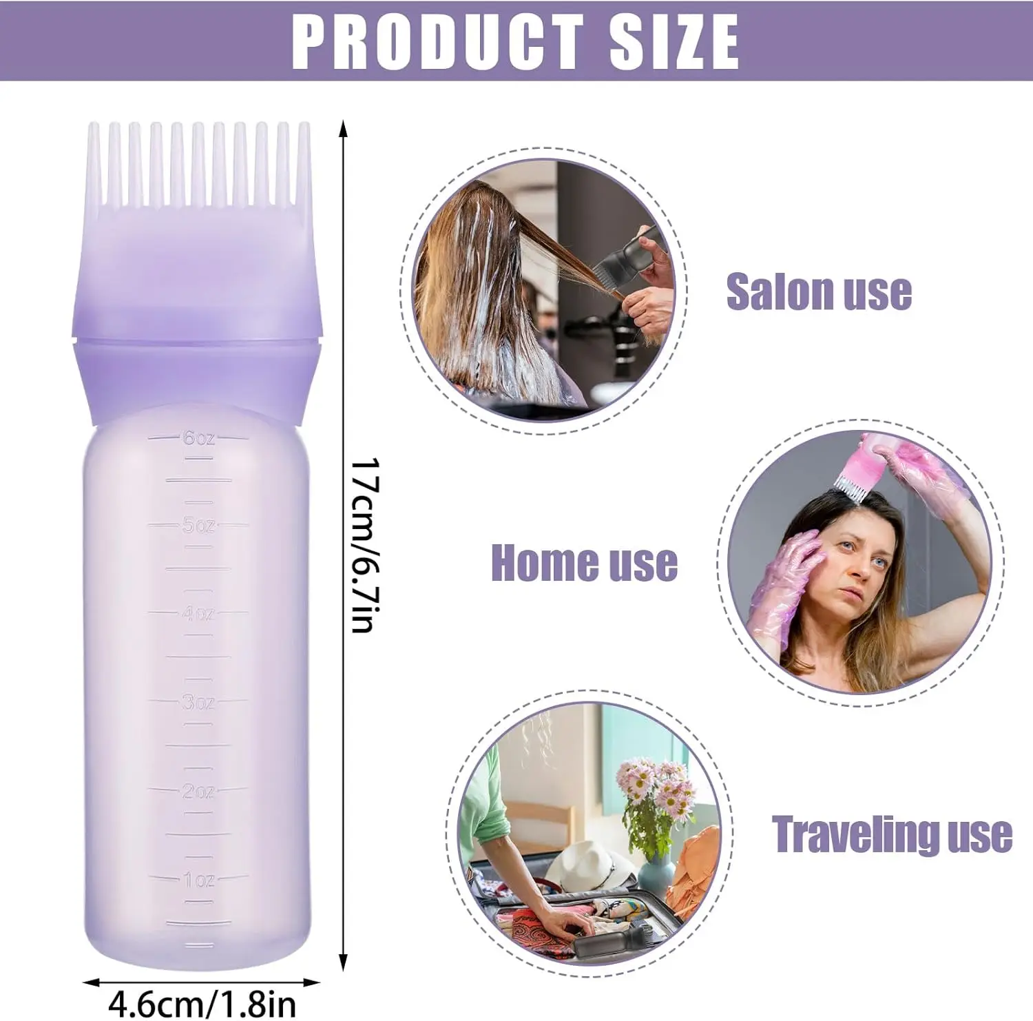 Barber Dyeing Bottle Shampoo Oil Applicator Brush Scalp Treament Applicator Bottle Salon Home DIY Hair Coloring Styling Tools