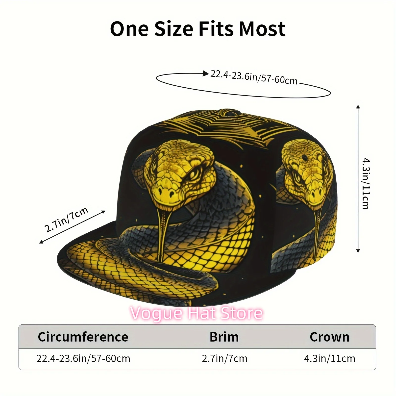1pc Baseball Cap Golf Dad Hat, Scary Snake, Adjustable Classic Low-key Hat No Structure Flat Breathable Hat Men's Women's Sports