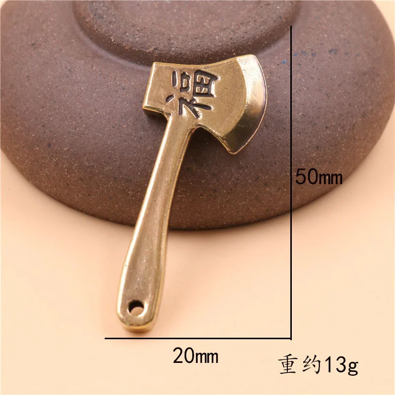 Brass Solid Axe Keychain Small Copper Pendant Lucky Small Axe Charms Accessoires Miniatures Decoracion Feng Shui