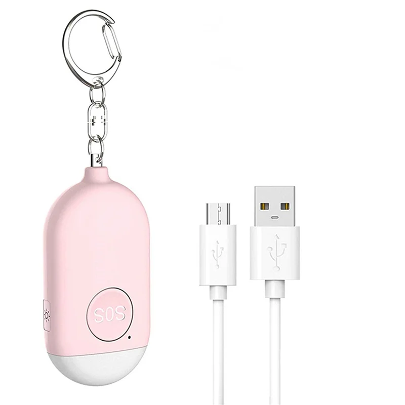 SUNRI-3X إنذار شخصي قابل لإعادة الشحن مقاوم للماء في حالات الطوارئ الدفاع عن النفس SOS تنبيه الاغتصاب صافرة صفارة الإنذار السلامة للنساء