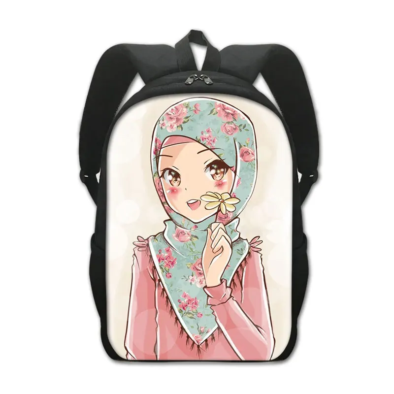 Muslim Islamic Gril Eyes Print Backpack Women Men Flower Hijab Face Schoolbags for Student Bookbag Laptop Daypack Rucksacks Gift