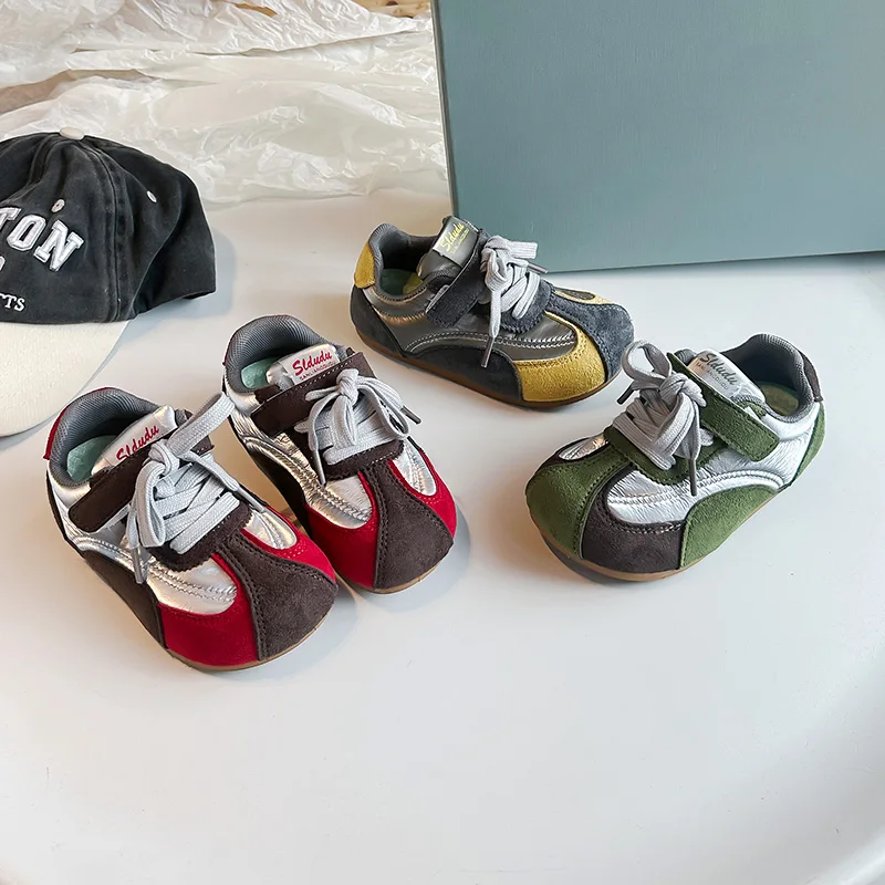 Kids'Casual Shoes Sneakers PU Leather Fashion Autumn Shoes For Children Anti-slip Soft Bottom Red Yellow Shoes Size 22-32