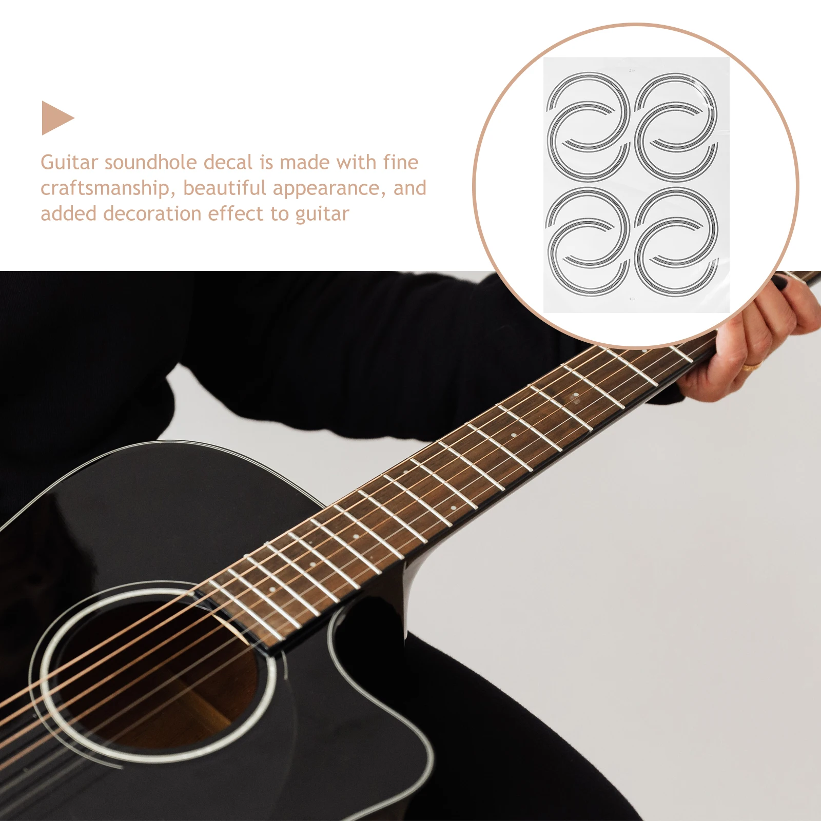 

8pcs Guitar Soundhole Ring Stickers 3D Decorative Inlays Acoustic Guitar Parts Replacement Sound Hole Decals Paper Material
