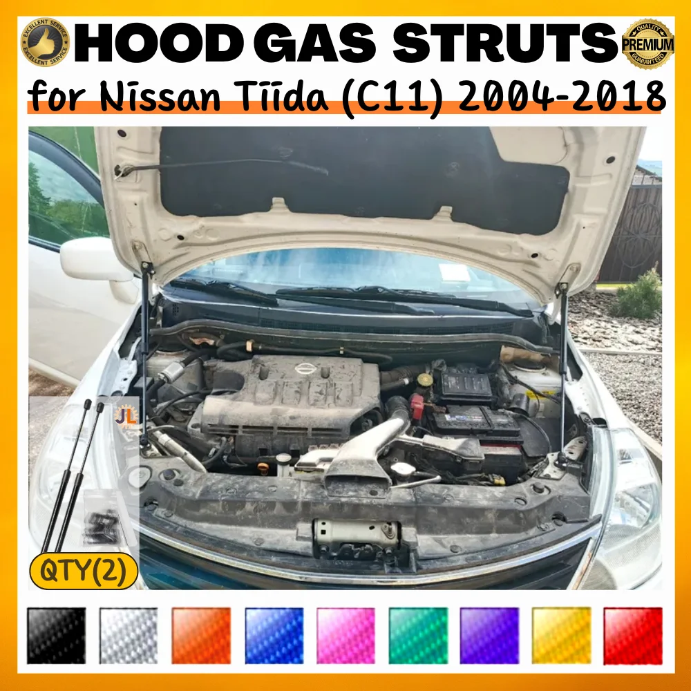 

Qty(2) Hood Struts for Nissan Tiida (C11) 2004-2018 Front Bonnet Modify Gas Springs Shock Absorbers Lift Supports Dampers