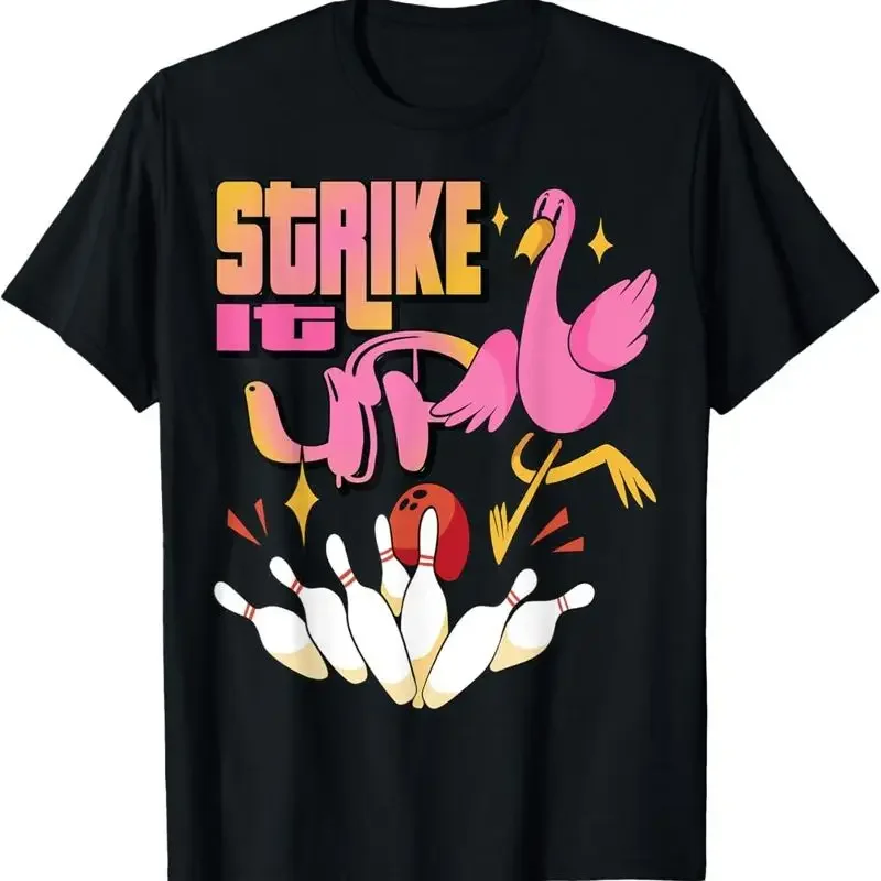 Flamingo Bowling Strike It Up Bowler Alley T Shirt