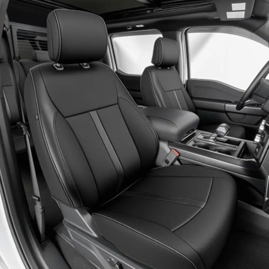 

Seat Covers for Ford F150 2015-2026 SuperCrew/Crew Cab Full Set Faux Nappa Leather Custom Fit Black Truck Seat Covers Car Acces