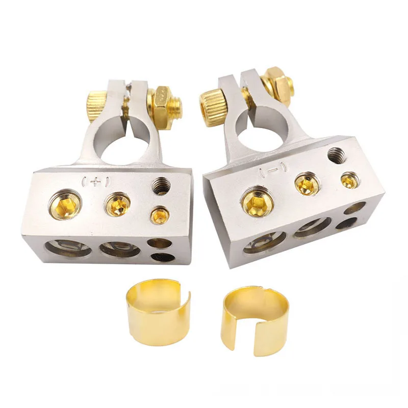 2 Car Battery Terminal Clamps with Shell 2GA 4GA 8GA AWG Gauge Positive and Negative Ports