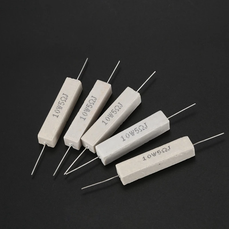 25Pcs Wirewound Ceramic Cement Resistor 5 Ohm 10W Watt 5%