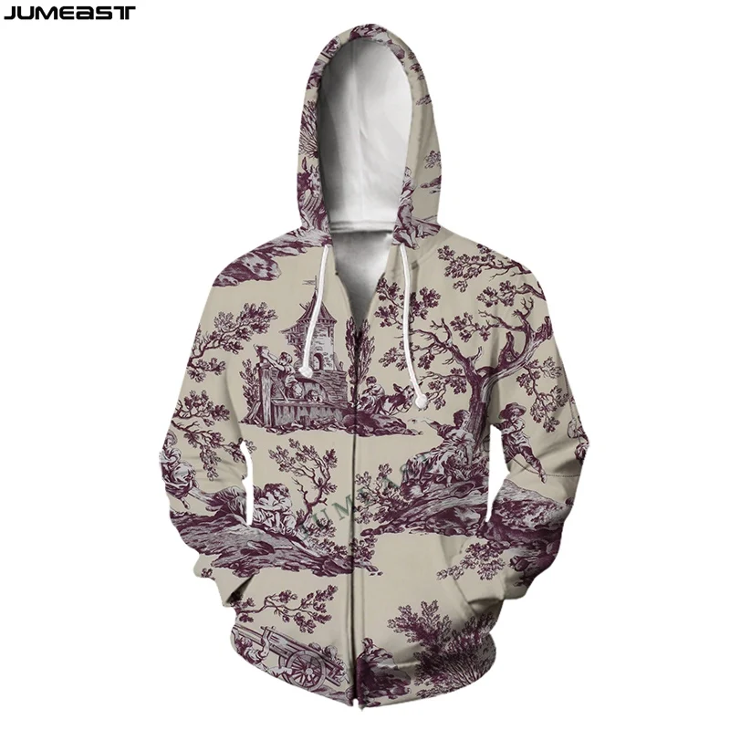 Jumeast Men Women 3D Oversized Male Female Coat Ink Painting Streetwear Long Sleeve Jacket Sport Pullover Spring Zipper Hoodies