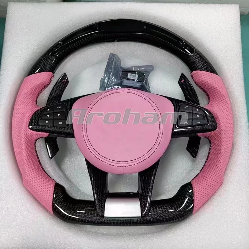 LED Carbon fiber Steering Wheel Racing Style For Mercedes Benz AMG W212 W213 W211 E300 W202 W204 W205 C E Class C63S