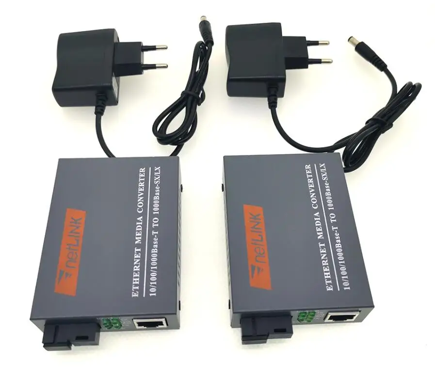 Single Mode Fiber Optical Media Converter, External Power Supply, HTB-GS-03 A/B Gigabit, 10/100/1000Mbps SC Port, 20km, 1 Pair