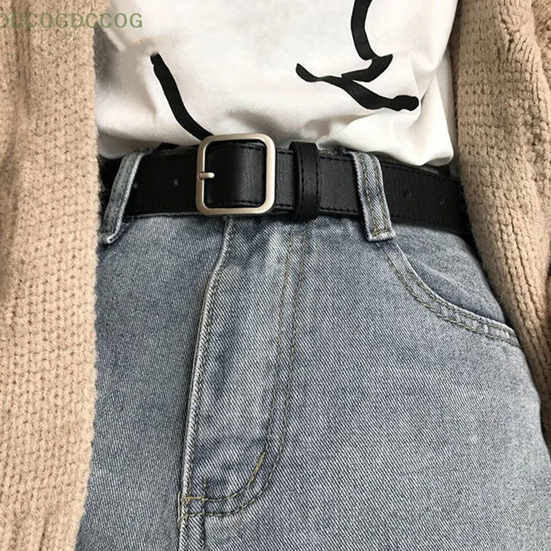 1Pc ceinture en cuir PU pour femmes boucle carrée boucle ardillon jean ceinture dames ceinture femme ceinture