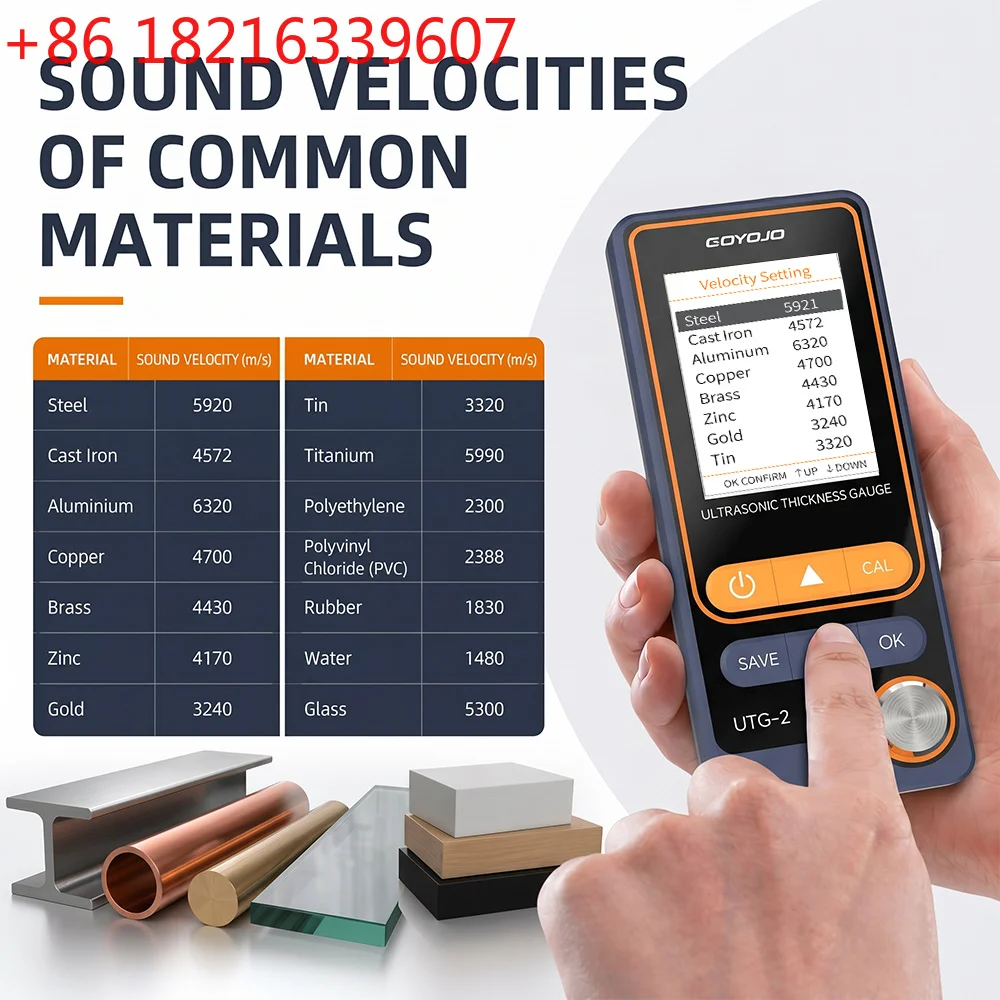 YAO UTG-2 Ultrasonic Thickness Gauge Metal Thickness Tester For Steel Cast Iron 1-300mm Measuring Range Ndt Meter Pc Data Export