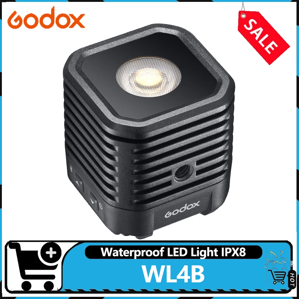 

Godox Waterproof LED Light WL4B IPX8 4W 5600K Daylight Fill Light 3-Step Dimmable Output Plus SOS