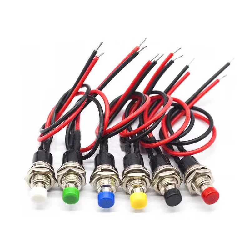 5Pcs 1A 250V AC 2 Pins SPST NO Mini Momentary Push Button Switch with 20cm Wire