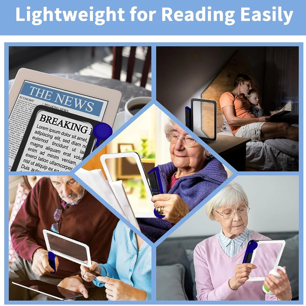 5-кратная лупа с легкой полноценной лупой для чтения, большая лупа с подсветкой и 48 светодиодами, антибликовая линза