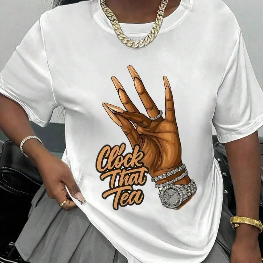 Women'S Clock That Tea Casual T-Shirt |   Soft Stretch Short Sleeves, Crew Neck, Regular Fit |   Ideal For Spring/Summer/Fall, Perfect Halloween Gift