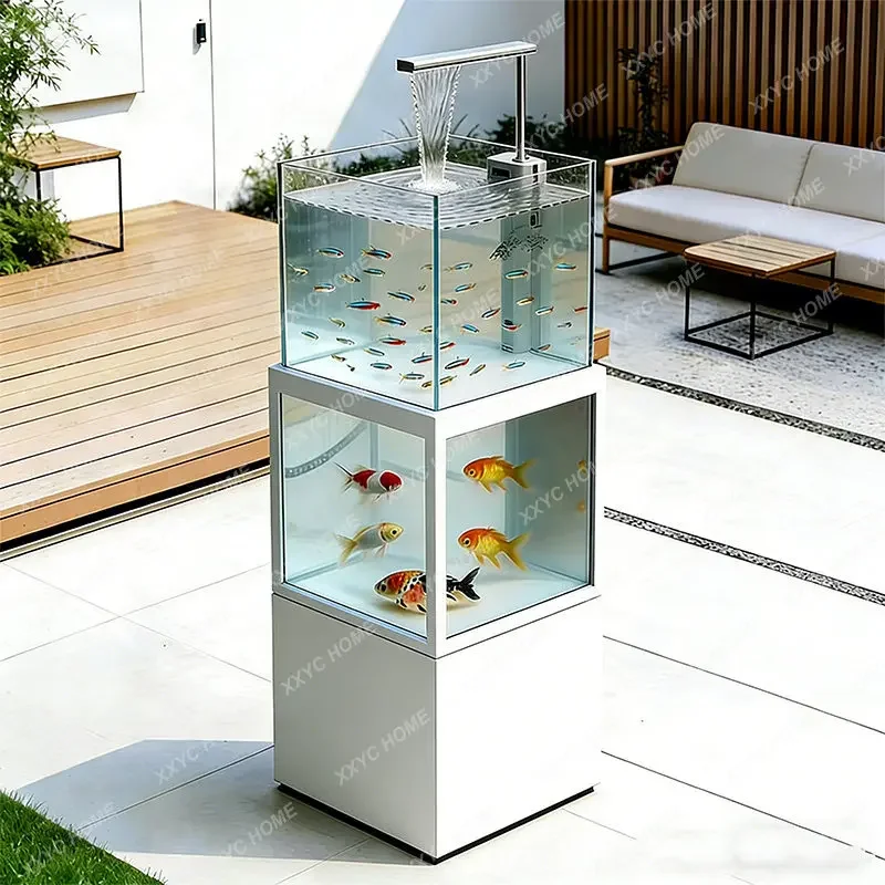 

Balcony stainless steel fish pond flower box metal flowing water ornament outdoor terrace courtyard water feature waterfall