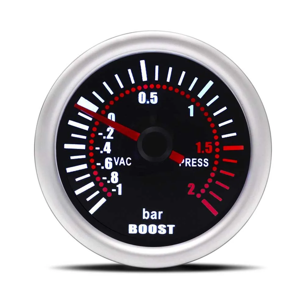 Digital Universal 52mm Car Turbo Boost Vacuum -1~2 BAR Gauge Press Pressure Gauge Pointer Meter Smoke Len LED