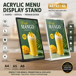 Acrylic panel menu display rack A4 A5 A6, L-shaped vertical table card table card high-end plastic wine plate catalog menu