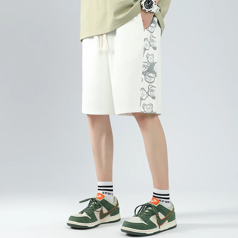 Uomo Trendy Cartoon Print tasche Casual Streetwear Y2K pantaloni corti 2024 estate gioventù sport coreano pantaloncini larghi da spiaggia Pantalones