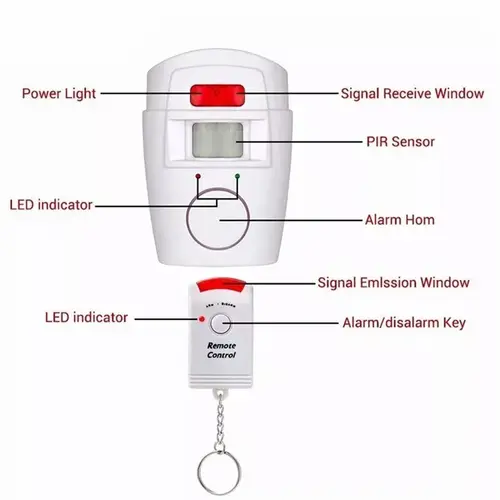 PIR Alarm System With Infrared Sensor, 2 Wireless Home Security Remote Controls, Burglar Alarm With Motion Detector, 105DB Siren - Image 6