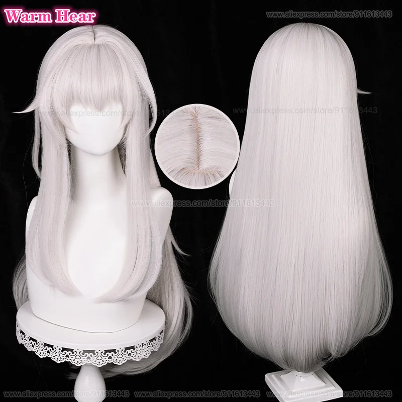 

Clara Synthetic Wig Game HSR 75cm Long Silver White Pink Cosplay Anime Wig Heat Resistant Hair Halloween Party Wigs + A Wig Cap