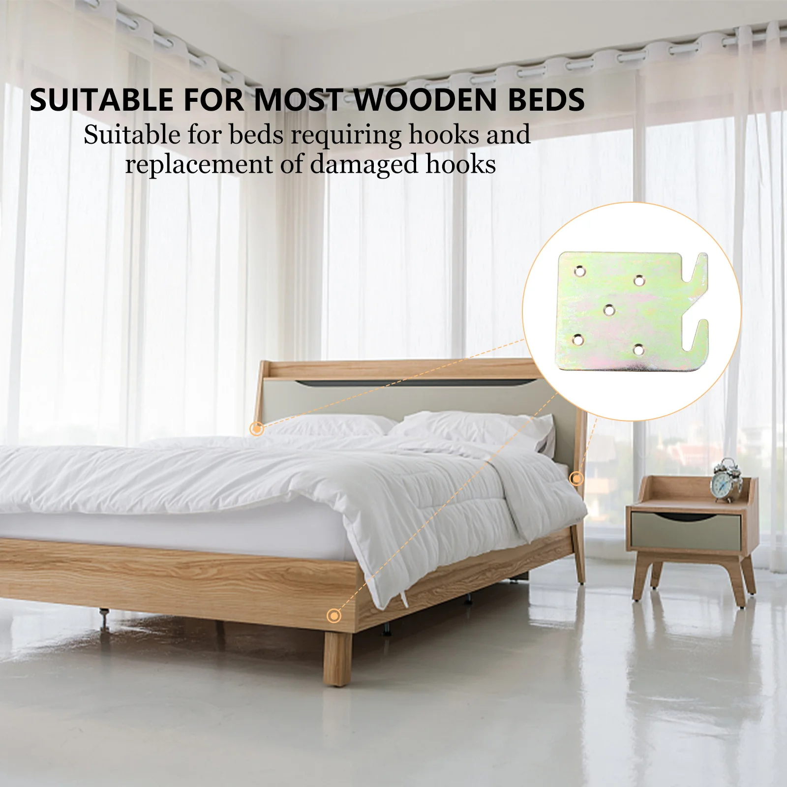 

4pcs Frame Bracket Wood Hook Sturdy Corrosion Resistant Easy Install Rail Connector Bed Accessories Bed Rail Hinge niture
