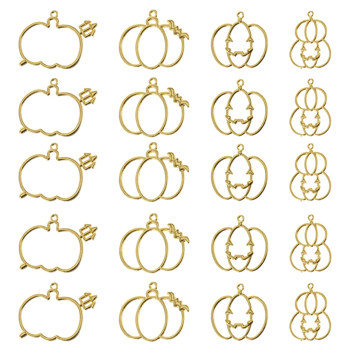 20Pcs Pumpkin Mold Resin Frame DIY Jewelry Craft Kit Pumpkin Pendant Decoration for Halloween Christmas Birthday
