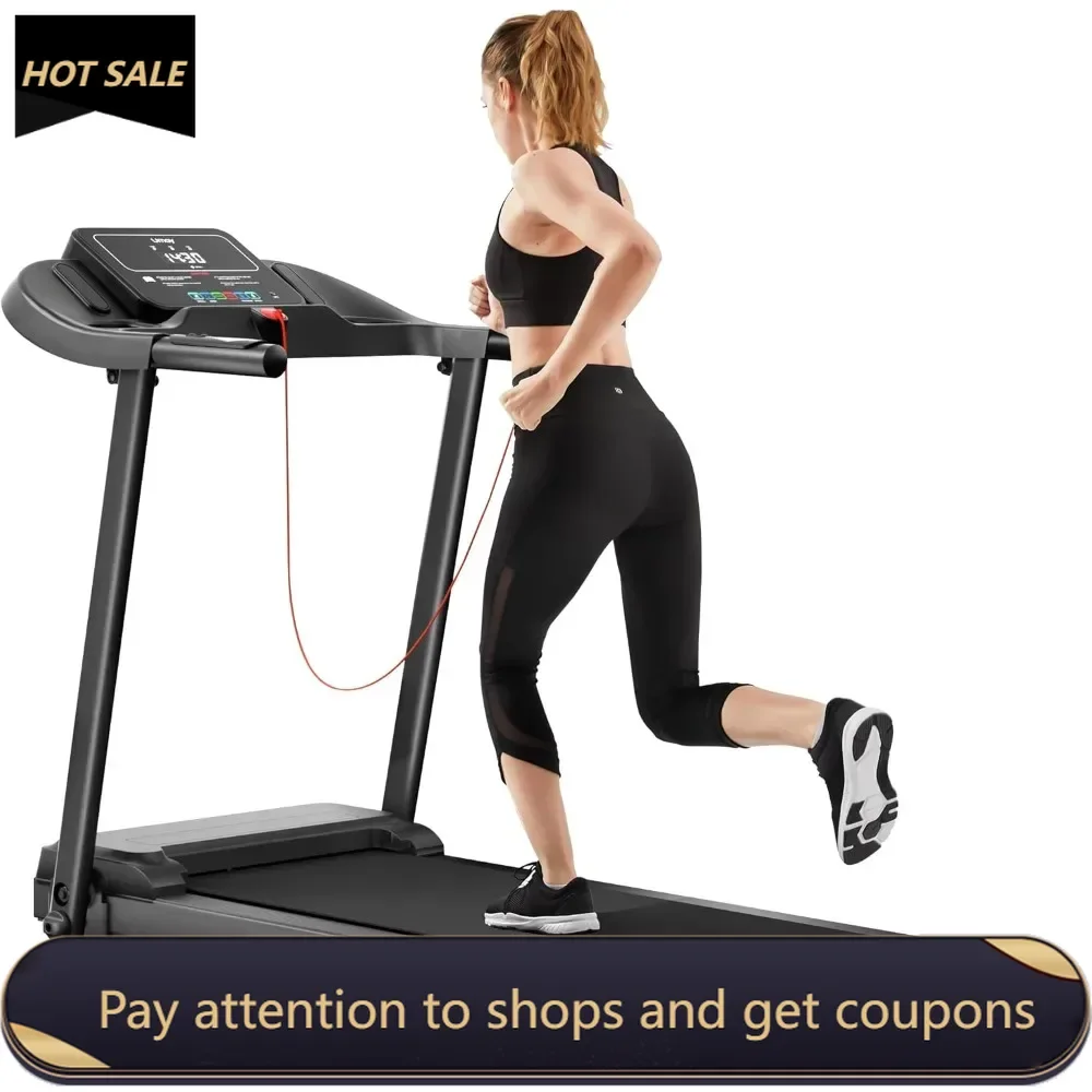 

Foldable Treadmills for Home, Quiet Folding Treadmill with Silicone Shock Absorption, 12 Preset Programs, Heart Rate Monitor