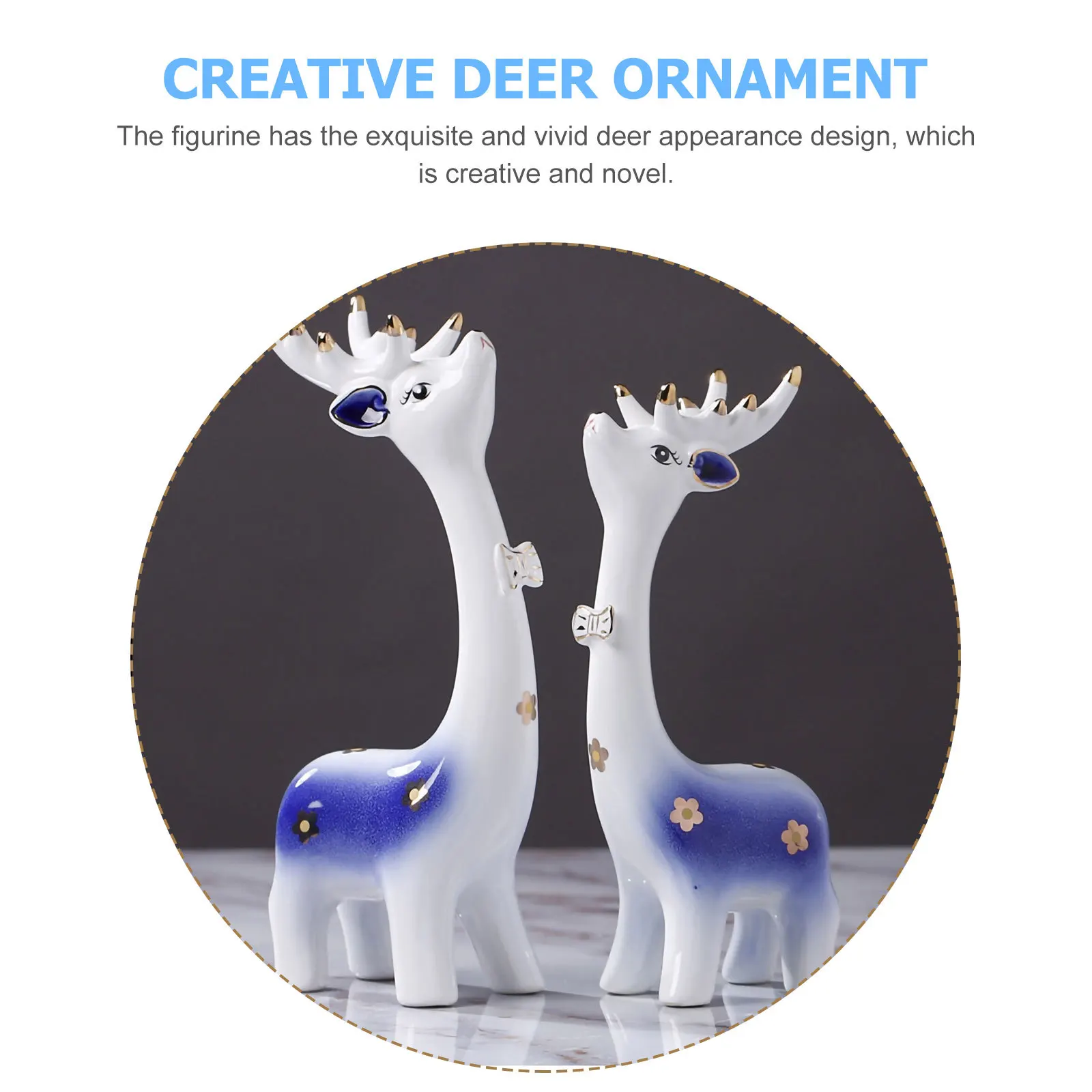 

2Pcs Creative Ceramic Deer Desktop Decor Unique Small Animal Ornament Exquisite Craft for Office Home Desktop Decoration