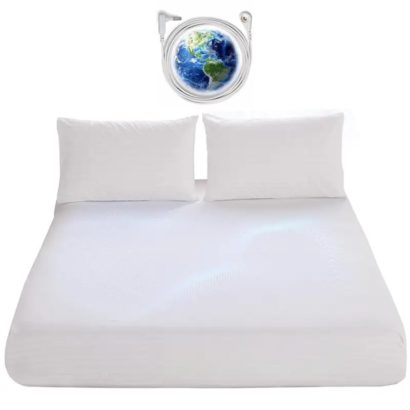 

Заземляющая простыня, простыня из серебряного волокна, органический хлопок для улучшения сна, облегчения тревоги, лучший рабочий белый цвет