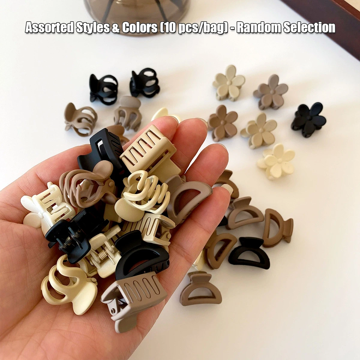 10/20 Pcs Mini Hair Claw Clips Set for Flyaways & Baby Hairs Brown Mixed Hair Barrettes Invisible Front Bangs Clips Girls Hair