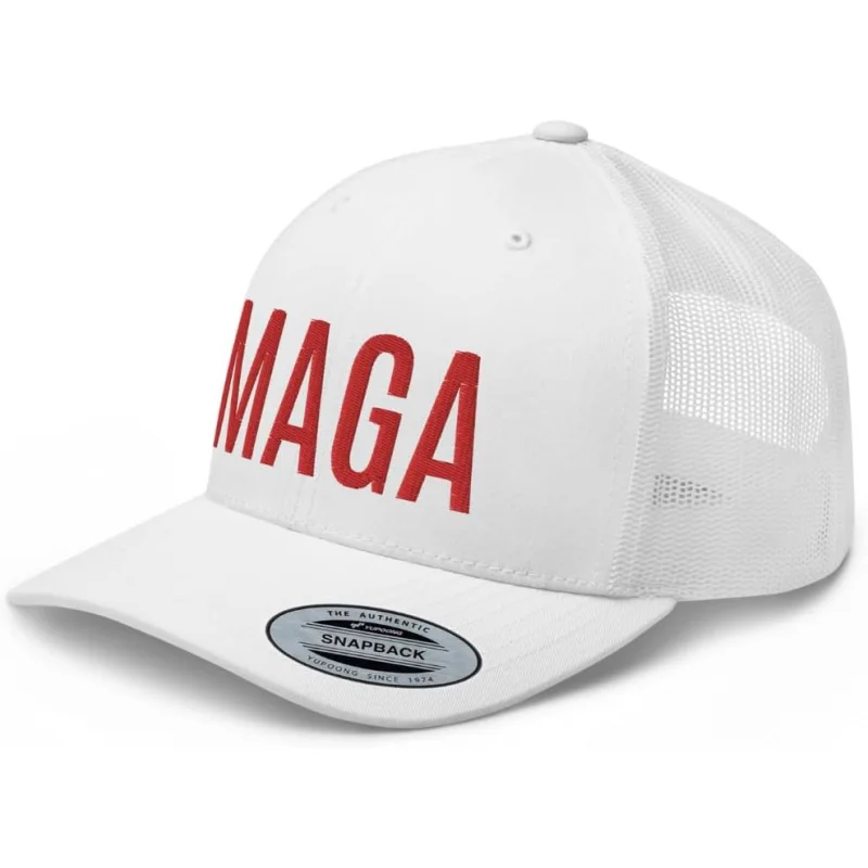 

MAGA Make America Great Again Premium Trucker Hat Mid Crown Curved Bill Mid Adjustable Donald Trump Cap