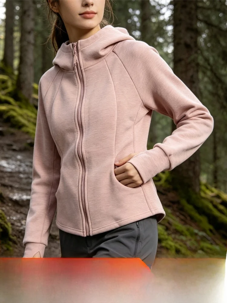 Ladies' Fleece Lined 3D Surrounding Cut Air Layer Jacket Autumn Winter Casual Style Polyester And Spandex Outerwear