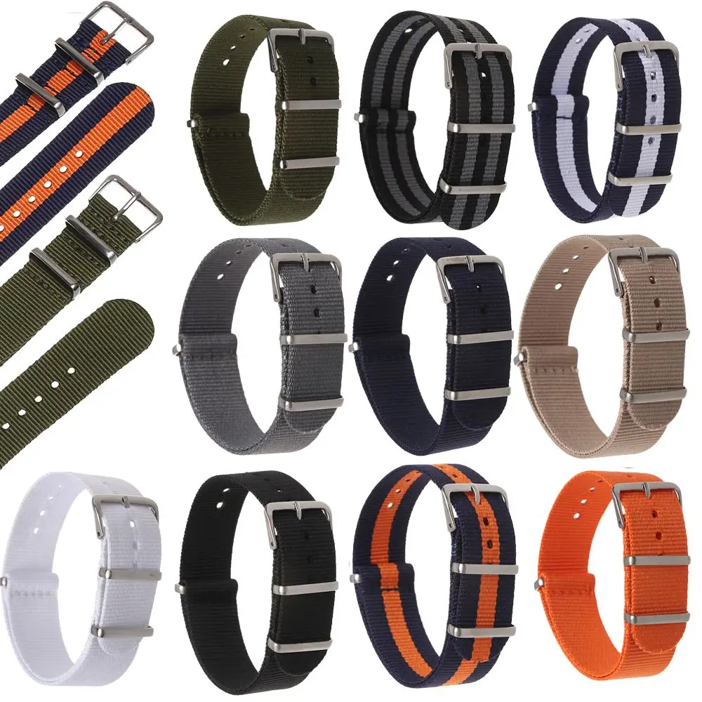 18 20 22 mm Durable Adjustable Women Man Loop Watchband Watch Strap Nylon Weaving Bracelet Replacement