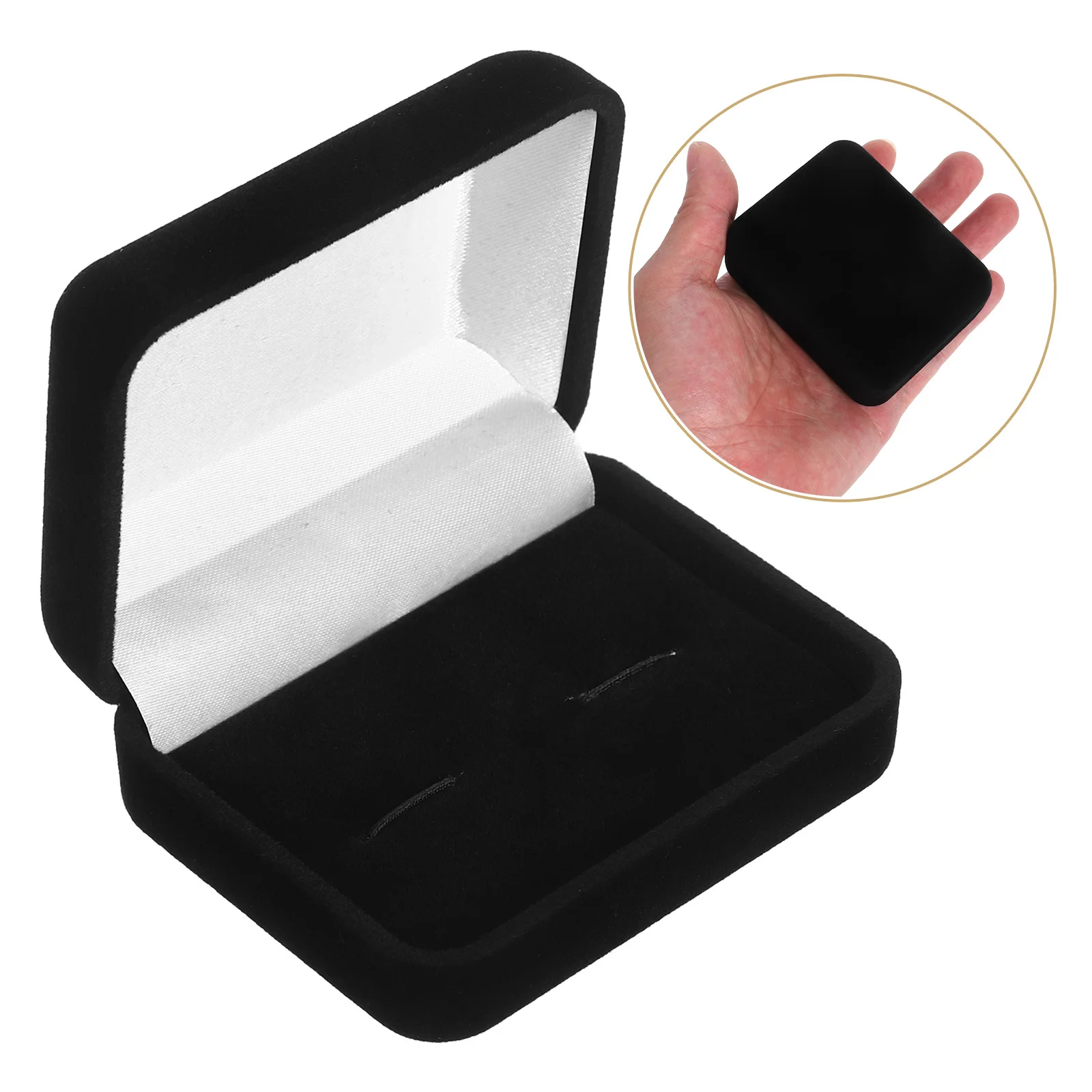 

Элегантная витрина для запонок для мужчин и женщин, черная коробка для хранения ювелирных изделий, мягкая подкладка, органайзер для путешествий, аксессуары, кольца, медали