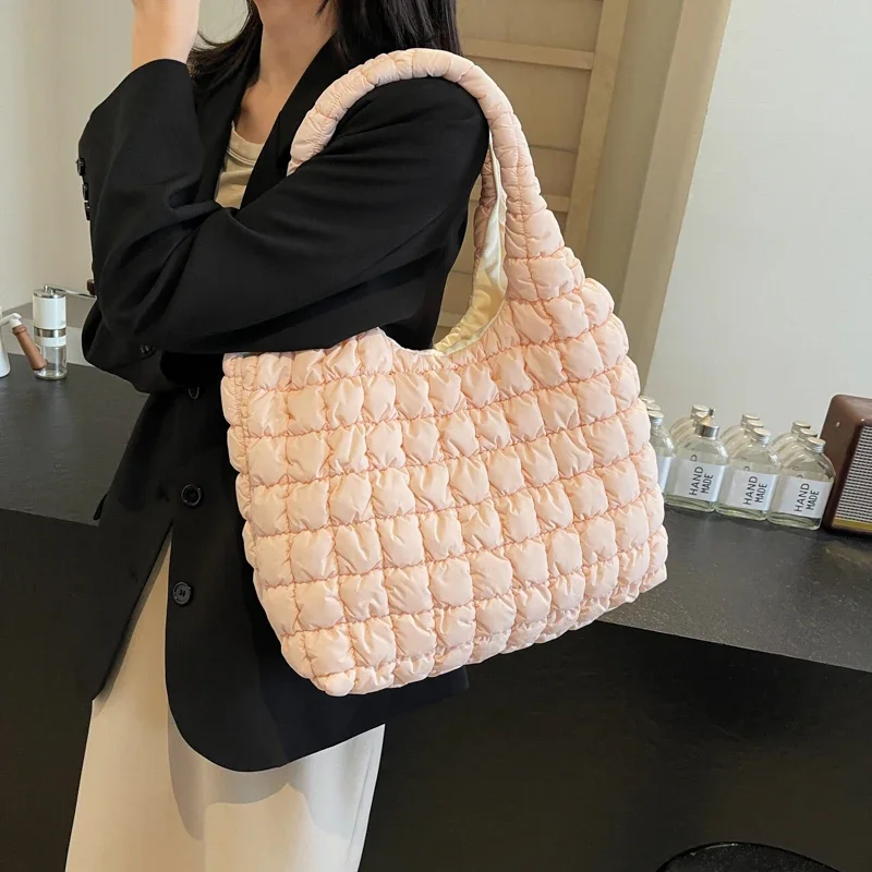 Pleated Cloud Bag Female Candy Color Large Capacity Puffer Quilted Shoulder Bag Handbag Shopping Pouch Tote Crossbody Bag Bolsas