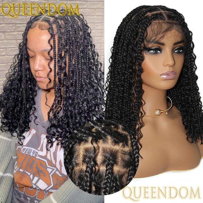 12 Inch Synthetic Short Bob Braid Wig Full Lace Box Braided Bohemia Dreadlock Wig For Women Knotless Cornrow Crochet Braids Wigs